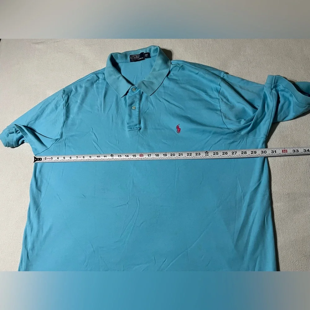 Polo Ralph Lauren Mens 3XLT Blue Short Sleeve‎ Polo 100% Cotton Shirt *FLAW